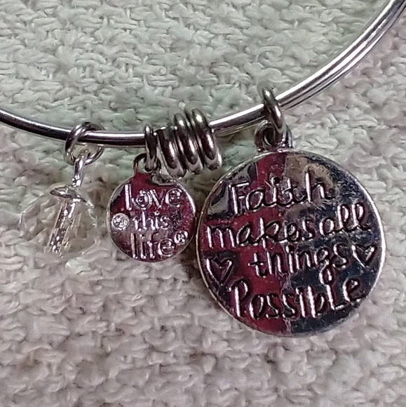 Silvertone crystal goldtone heart cross christian catholic faith hope love - Picture 3 of 4